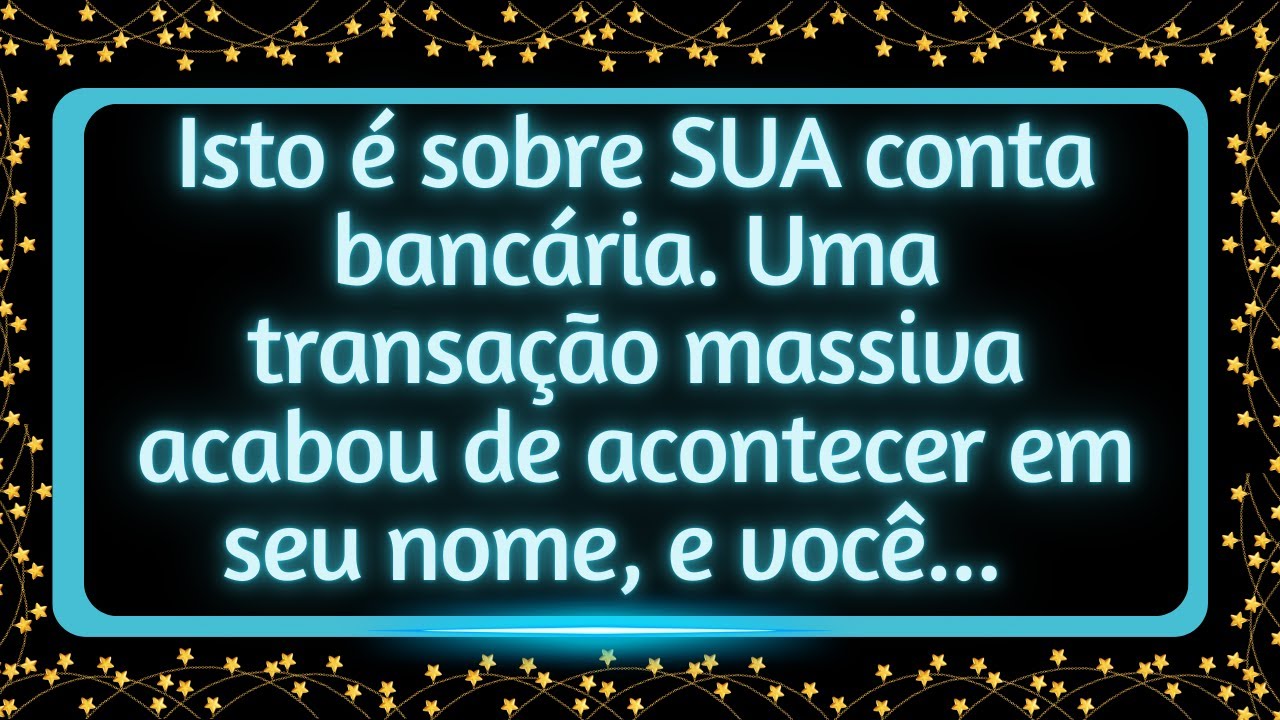 Isto é sobre sua conta bancária. Uma transação massiva acabou de acontecer em seu nome, e você...