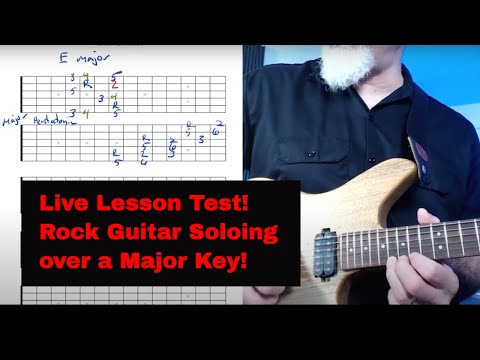 Test for free live guitar lessons - Blues, Rock, Country or Pop guitar soloing in major keys
