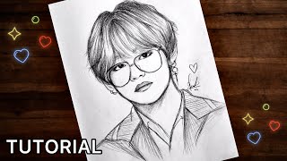 Drawing BTS V (Taehyung) Pencil Sketch How To Draw
