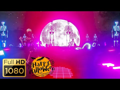 HALLOWEEN PARTY BACKGROUND - Dancing Skeletons. Ghost. Scary Video. Halloween Loop Video (No Sounds)