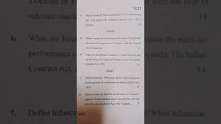 Question paper MDU BALLB 1st semester/LLB 1st semester Law of Contract-1 question paper