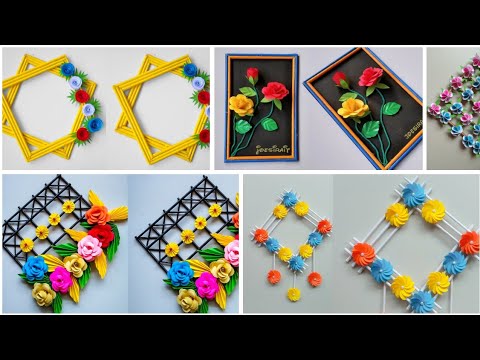 5 Beautiful Paper Flower Wall Hanging - Easy Wall Decoration Ideas - Paper Craft - DIY Wall Decor