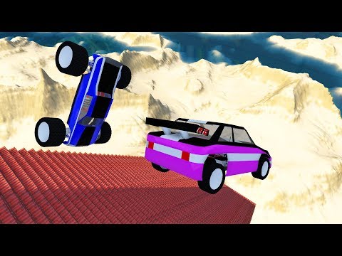 RC Car Falls Stairs Down - BeamNG.drive (Fast spinning crashes)
