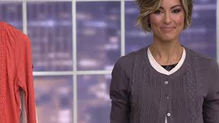 LOGO Lavish by Lori Goldstein Slub Knit Top with Swiss Dot and Lace on QVC