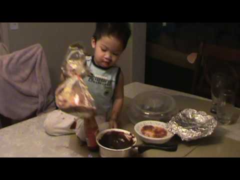 Caloy eaating chocolate