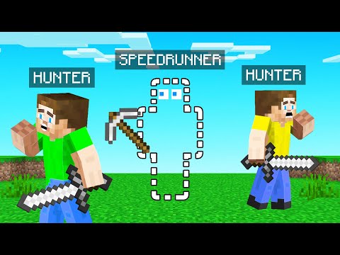 HUNTERS vs SPEEDRUNNER With INVISIBILITY! (Minecraft)