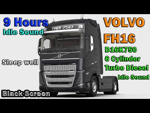 9 Hours VOLVO FH16 750 Idle Sound - Black Screen, Sleep, Meditation, Relax, Dream, ASMR Engine Sound