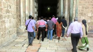 Believers entering the Church of the Holy Sepulcher