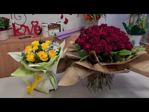 Tutorial bouquet rose gialle compatto con gypsophila e incarto personalizzato - Fiorista Bandera