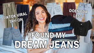 PRE-FALL TRY-ON HAUL! THE PERFECT VINTAGE-LOOKING LEVIS, DÔEN FOR LESS, TIKTOK VIRAL PANTS & MORE!