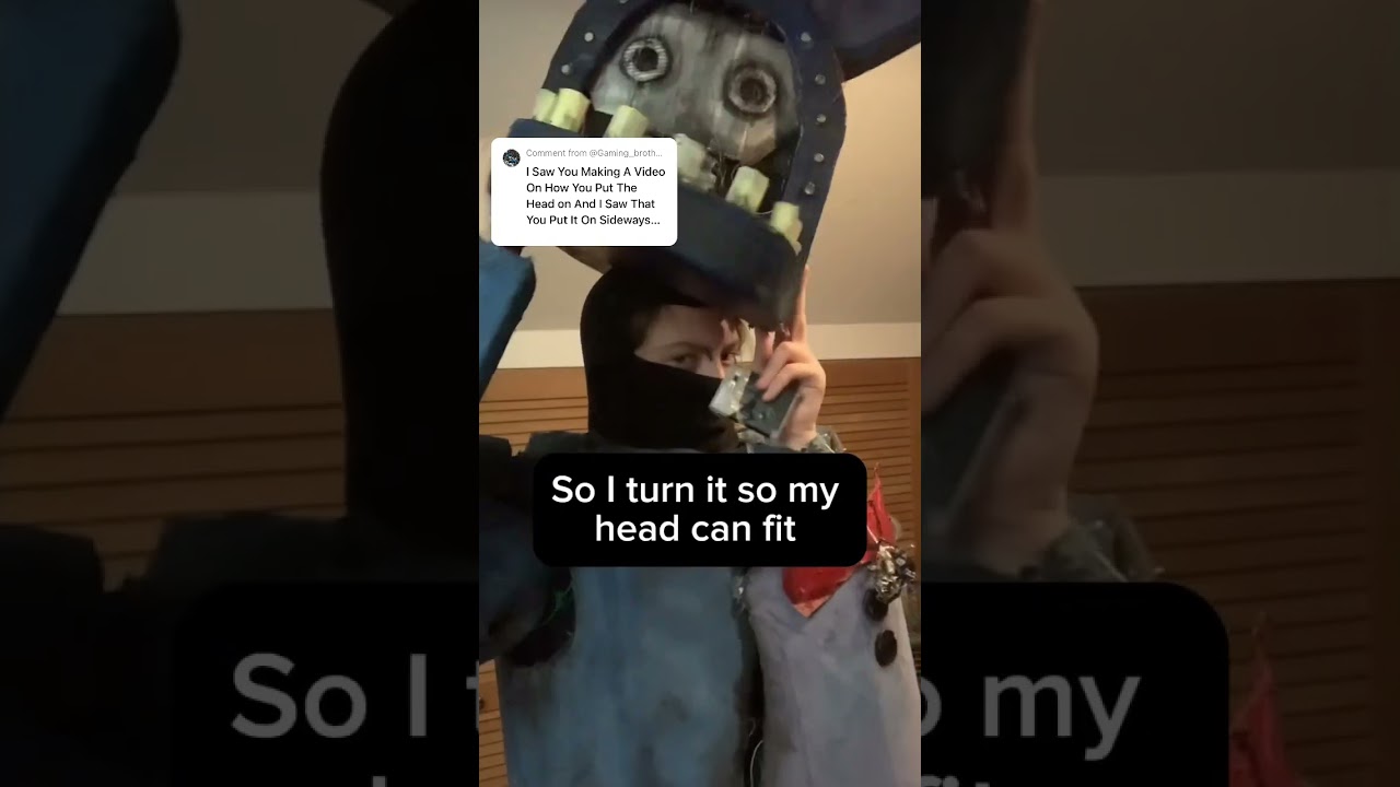 Putting bonnies head on tutorial! #fnaf #bonnie #cosplay #bonniefnaf #fnafmovie #cardboard #howto