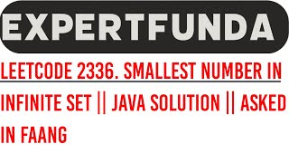 YouTube video 'Leetcode 2336. Smallest Number in Infinite Set || Java Solution'