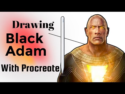 Drawing Black Adam (The Rock) (Procreate Beginner) in Speed-Drawing Mode