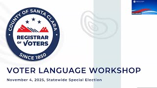 Voter Language Workshop (Telegu) November 4, 2025 Statewide Special Election