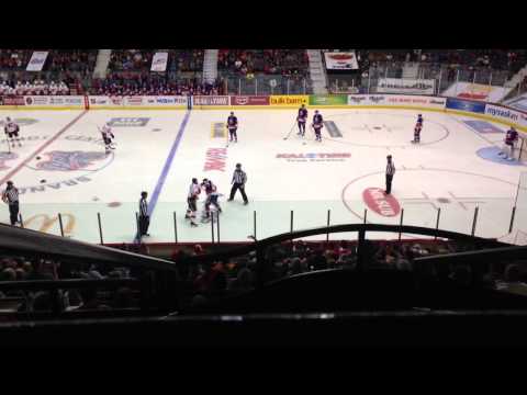 Brian McGrattan vs Brett Gallant fight New York Islanders vs Calgary Flames NHL Pre-season Hockey