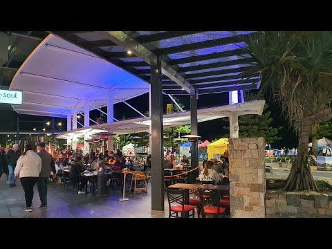 [4k] Excursão a pé pela vida noturna de Surfers Paradise | Gold Coast | Queensland | Austrália