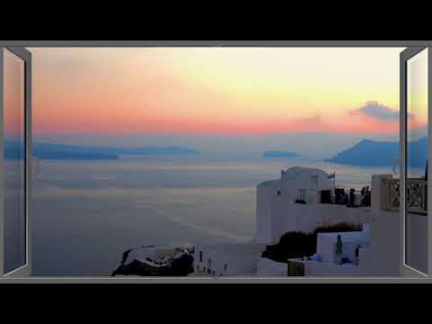 Relax/Focus in Santorini to Ambient Sounds [HD] - Fake Window for Projector/TV