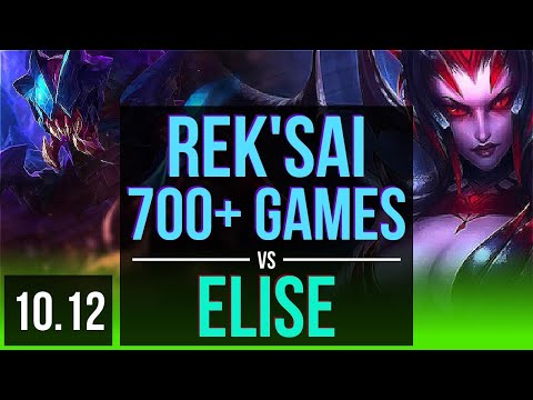 REK'SAI vs ELISE (JUNGLE) | 700+ games, KDA 12/3/20, 2 early solo kills | EUW Master | v10.12