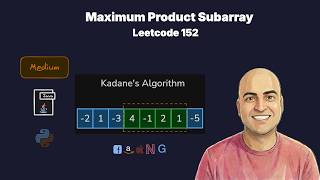 YouTube video 'Maximum Product Subarray - Leetcode 152 | Using Kadane's Algorithm'