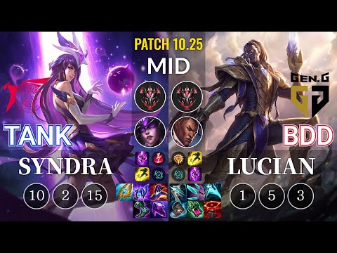 TLN Tank Syndra vs GEN Bdd Lucian Mid - KR Patch 10.25