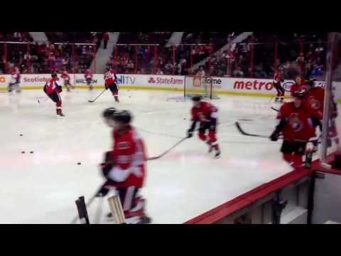Ottawa Senators warm up before playing the Flyers.