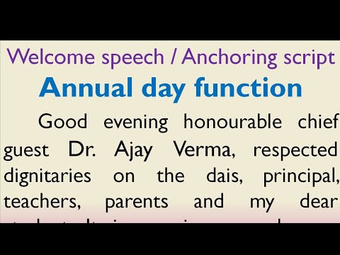 Welcome speech or Anchoring script for Annual day function in English by Smile Please World
