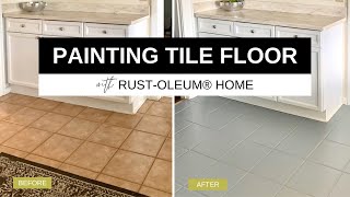 Painting my (ugly) kitchen tile floor with Rust-Oleum RockSolid Home | Floor paint tutorial