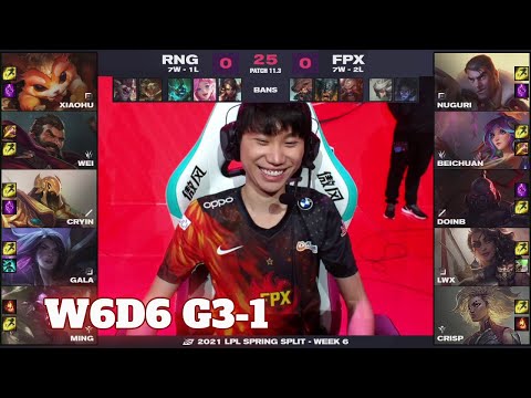 RNG vs FPX - Game 1 | Week 6 Day 6 LPL Spring 2021 | Royal Never Give Up vs FunPlus Phoenix G1