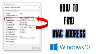 How to Find Mac Address For Network Card in Windows 10 Tutorial