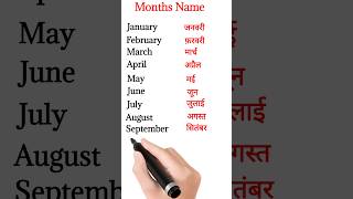 12 Months name in English and hindi #shorts #monthsname