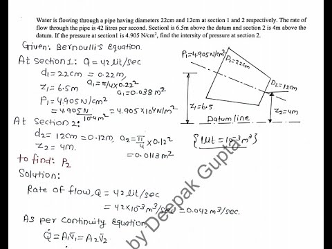 Fluid Mechanics | Continuity and Bernoullis Equations ! By Deepak Gupta Mumbai university Dombivli