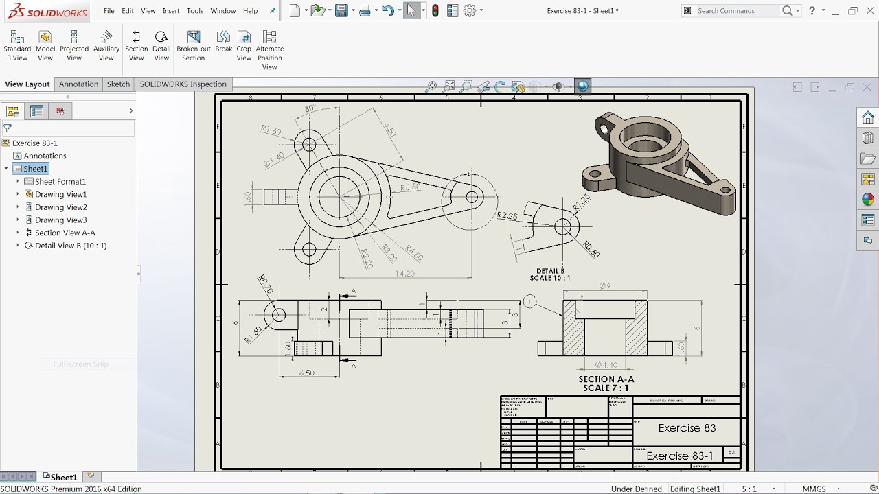 SolidWorks Drawing Tutorial View layout, Annotation, Sketch