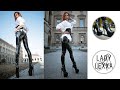WALKING IN WETLOOK LEGGINGS AND LEATHER HIGH HEELS BOOTS