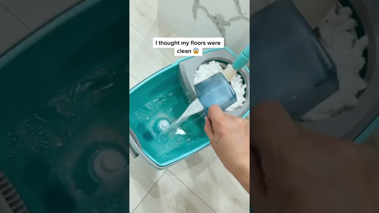 Try the deep-cleaning Tsmine spin mop and bucket system with machine washable microfiber mop head