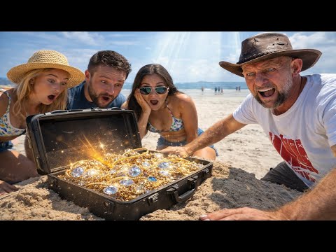 Surprising discovery on the beach: suitcase with buried jewels.