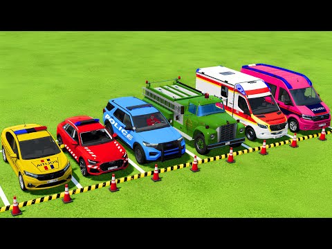 TRANSPORTING POLICE CARS, FIRE DEPARTMENT, AMBULANCE VEHICLES WITH MAN TRUCKS ! Farming Simulator 25