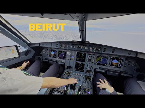 Cockpitvideo From Amsterdam to Beirut. Airbus A321NEO.