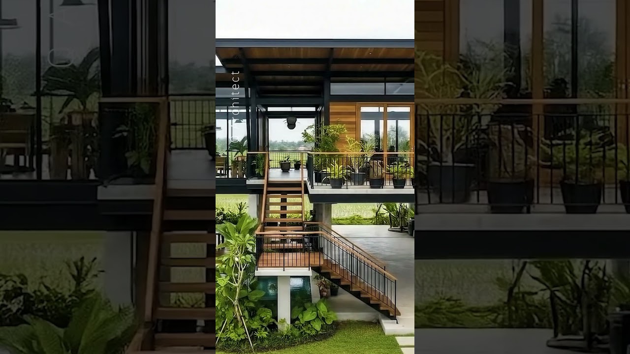 Elevated Tropical House Design with Swimming Pool #tropicalarchitecture #tropicalhousedesign