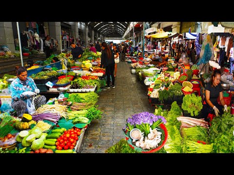 Cambodian routine food tour, plenty of vegetables, fruits, meat and more