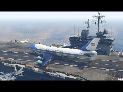 Boeing VC-25 (747) Air Force One Emergency Landing On Aircraft Carrier | GTA 5