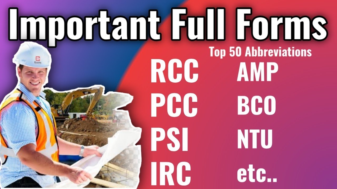 👷🏻‍♂️50 Most important civil Engineering Abbreviations | Acronyms | For civil students & Engineers |
