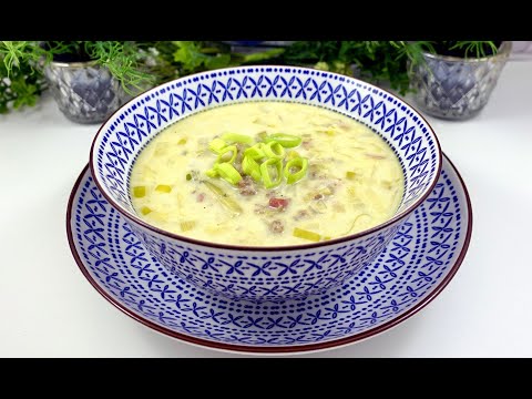 Käse-Lauch-Suppe mit Hackfleisch