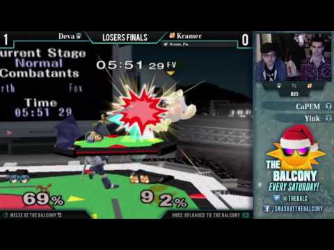 Melee @ the Balcony 75 - Losers Finals ft. Deva (Sheik, Marth) VS Kramer (Pikachu)