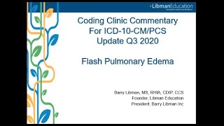ICD-10 Coding Clinic Update (Q3 2020): Flash Pulmonary Edema