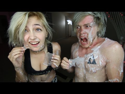 WE PUT GLUE ON OUR WHOLE BODY AND PEELED IT OFF (VERY SATISFYING)