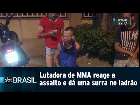 Lutadora de MMA reage a assalto no Rio de Janeiro e dá uma surra no ladrão | SBT Brasil (07/01/19)