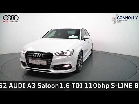 CMG AUDI BALLINA 152MO9 AUDI A3 Saloon1 6 TDI 110bhp S LINE Black Edition, Manual,White