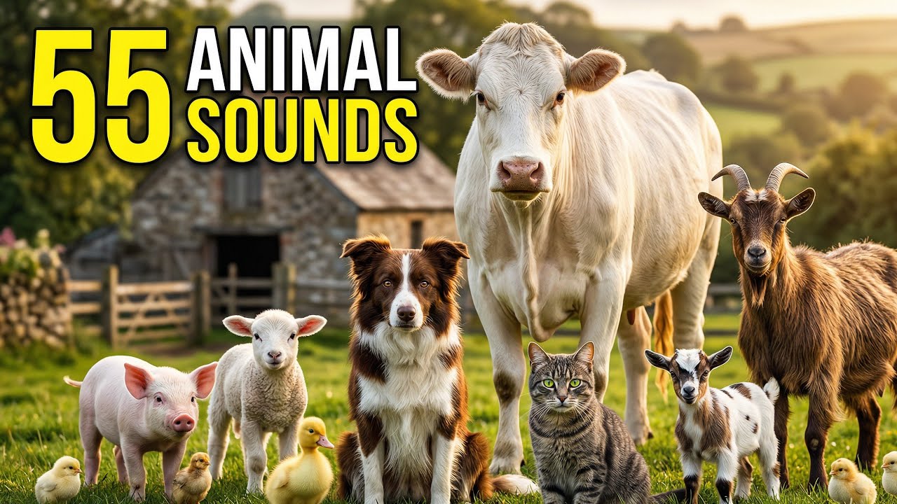 Collection of Cute Animal Sounds 🐄🐱 | Cow, Cat, Sheep, Goat, Pig, Dog & More Fun Farm Animal Sounds