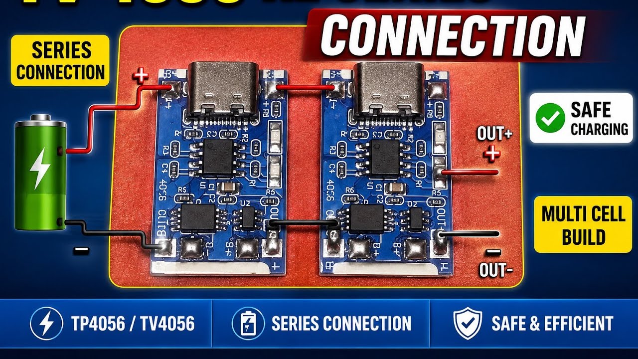 Title: TP4056 Series Connection Explained | 2S Battery Charging & Wiring Diagram (Hindi/Urdu)