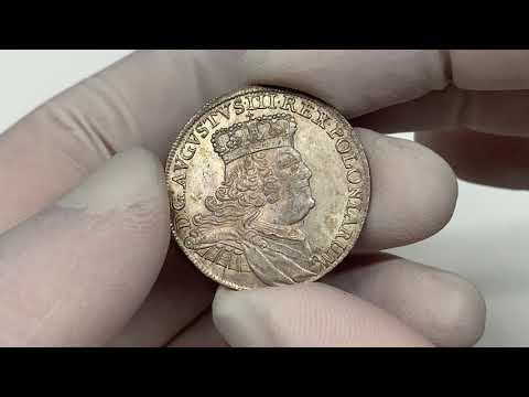 August III Sas, Ort Lipsk 1756 EC - szeroka głowa - piękny i rzadki